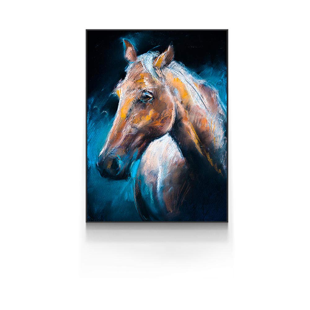 Amazon.co.jp: 抽象的なカラフルなチョーク描画馬キャンバス絵画動物